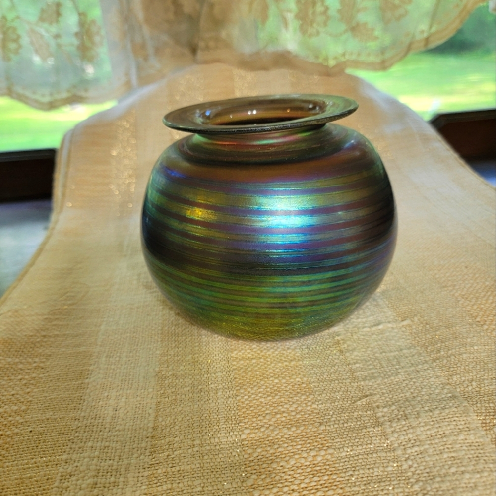 David j patterson art glass vase